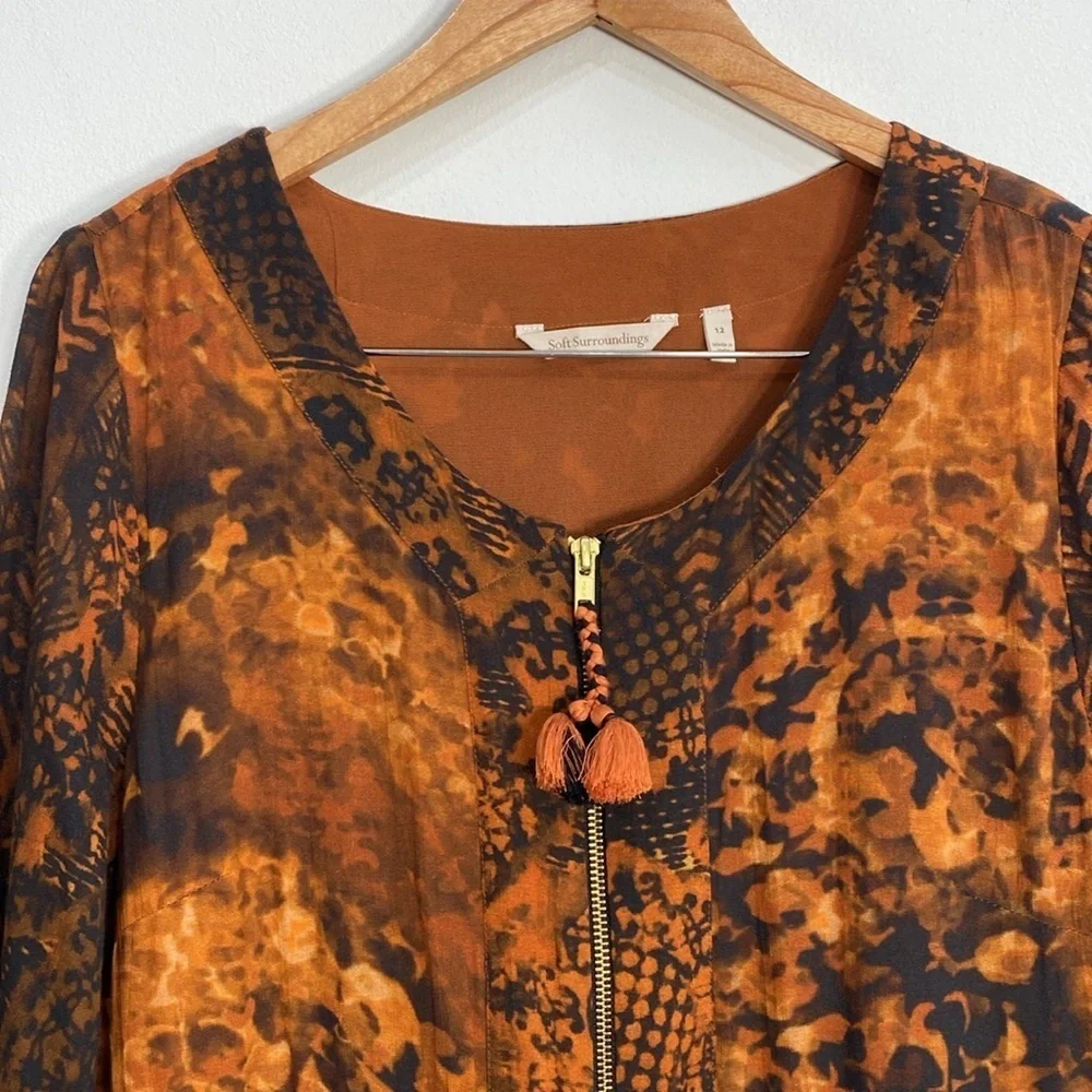 Soft Surroundings Midi Dress 12 Boho Art to Wear Burnished Copper - Picture 3 of 14